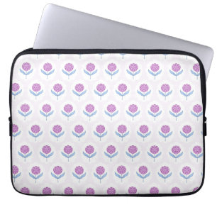 Block print inspired, pink floral pattern laptop sleeve