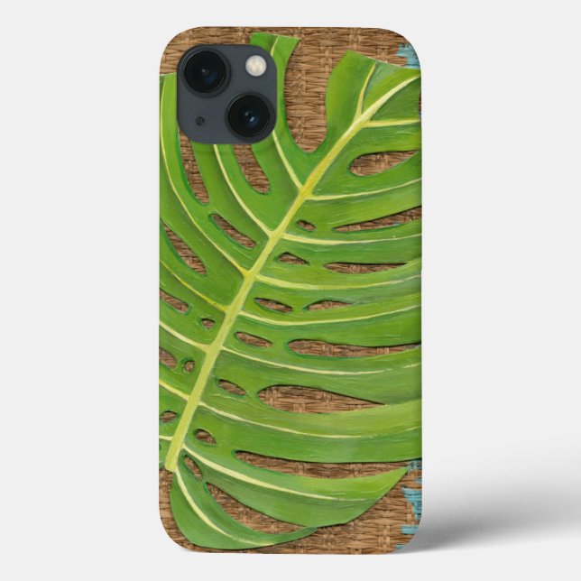 Block Print Palm on Wicker Background Case-Mate iPhone Case (Back)