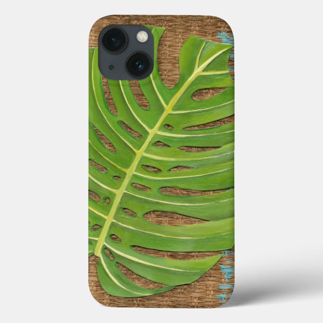 Block Print Palm on Wicker Background Case-Mate iPhone Case (Back)