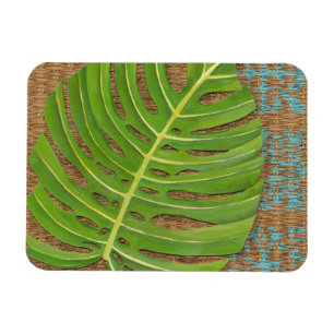 Block Print Palm on Wicker Background Magnet