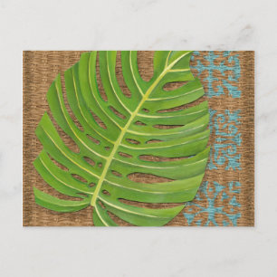 Block Print Palm on Wicker Background Postcard