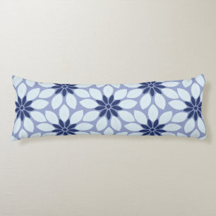 Block Print Tiled Flowers blue Body Cushion