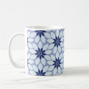 Block Print Tiled Flowers blue Coffee Mug