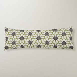 Block Print Tiled Flowers blue cream green Body Cushion
