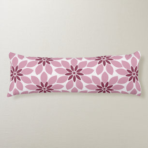 Block Print Tiled Flowers pink red Body Cushion