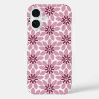 Block Print Tiled Flowers pink red