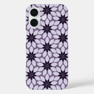 Block Print Tiled Flowers purple iPhone 16 Case