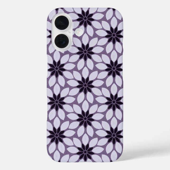 Block Print Tiled Flowers purple Case-Mate iPhone Case (Back)