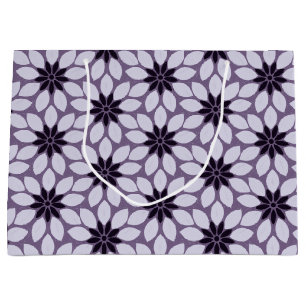 Block Print Tiled Flowers purple Large Gift Bag