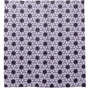 Block Print Tiled Flowers purple Shower Curtain