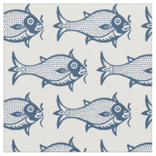 Block-Printed Mediaeval Fish Fabric