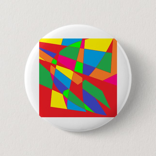block red colours art 6 cm round badge (Front)