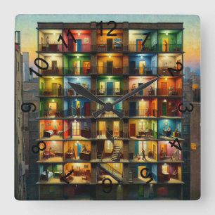 Block Square Wall Clock