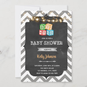 Block toy baby shower gender reveal invitation