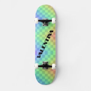 Block Typography Colourful Rainbow Custom Name Skateboard