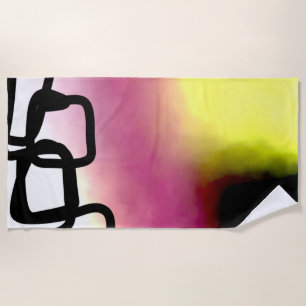 Blockchain: Abstract Pink, Yellow, Black & White Beach Towel