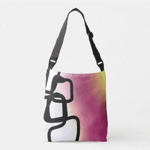 Blockchain: Abstract Pink, Yellow, Black & White Crossbody Bag