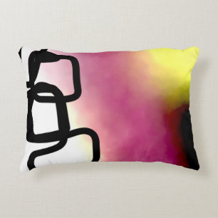 Blockchain: Abstract Pink, Yellow, Black & White Decorative Cushion