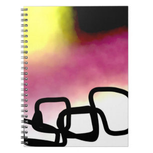 Blockchain: Abstract Pink, Yellow, Black & White Notebook