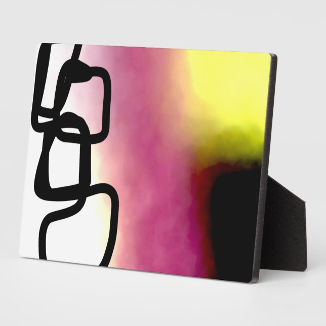 Blockchain: Abstract Pink, Yellow, Black & White Plaque (Side)