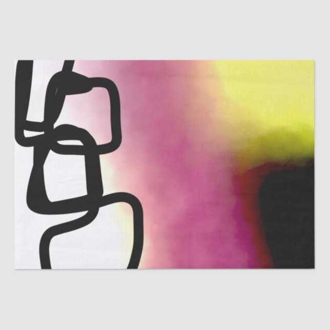 Blockchain: Abstract Pink, Yellow, Black & White Tissue Paper (Front)