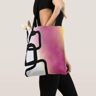 Blockchain: Abstract Pink, Yellow, Black & White Tote Bag