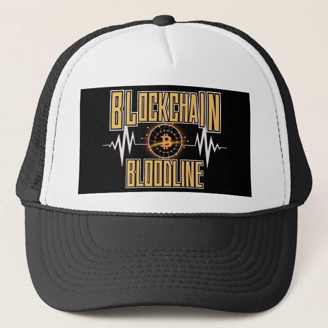 Blockchain Bloodline™ Crowned Coded Crypto Culture Trucker Hat (Front)