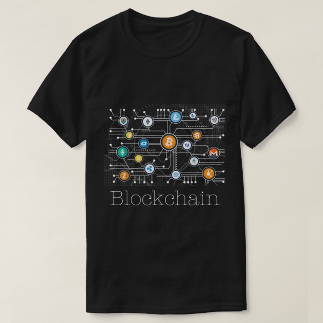 Blockchain Network Crypto Design T-Shirt (Design Front)