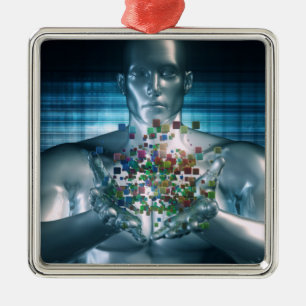 Blockchain Solutions in the Business World Concept Metal Tree Decoration