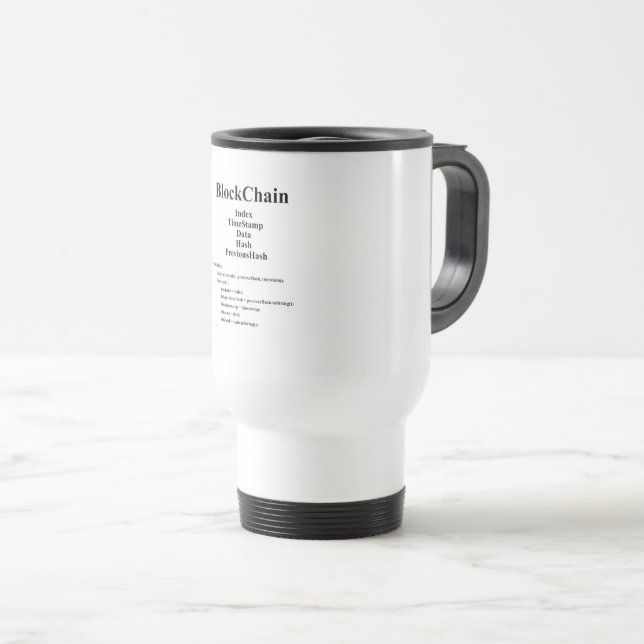 BlockChain Travel Mug (Front Right)