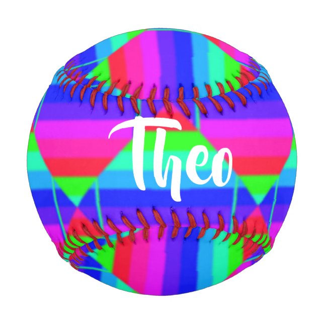 Blocked rainbow shapes baseball (Front)