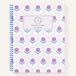 Blockprint inspired pink floral notebook