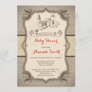 Blocks Baby Shower Invitation Vintage Retro