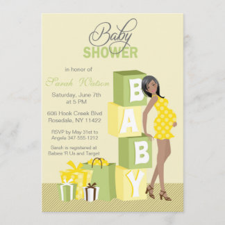 Blocks Baby Shower Neutral African American Invitation