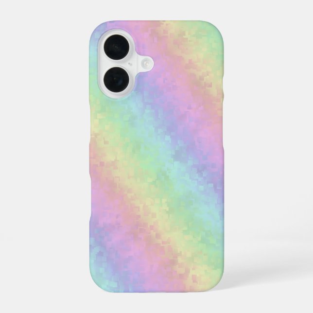 Blocks in Pastel Colours 3D Rainbow Art iPhone 16 Case (Back)