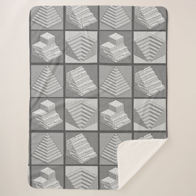 Blocks Maze Puzzle Sherpa Blanket (Front)