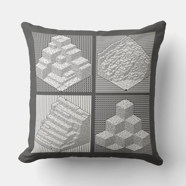 Blocks Maze Puzzle Throw Pillow (Front)
