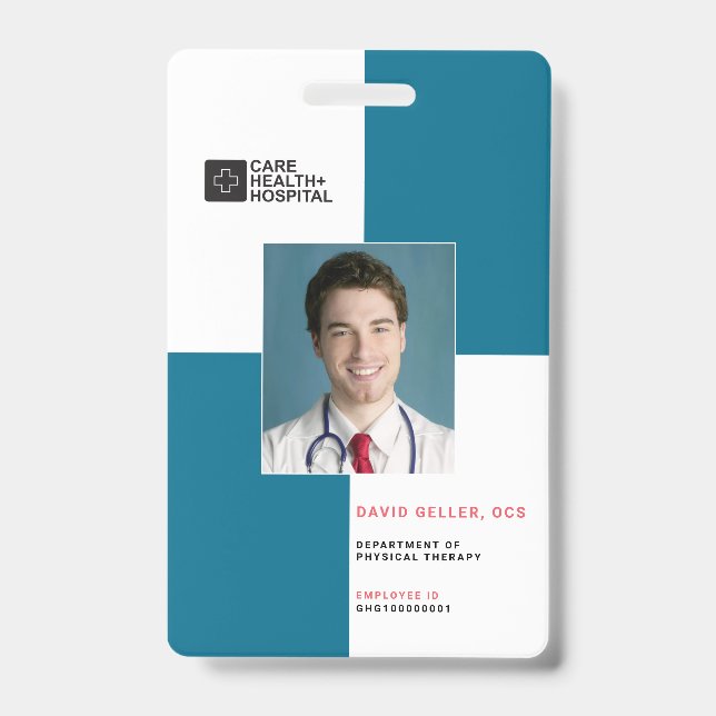 Blocks Medical Staff ID + Barcode | Vertical Badge (Front)
