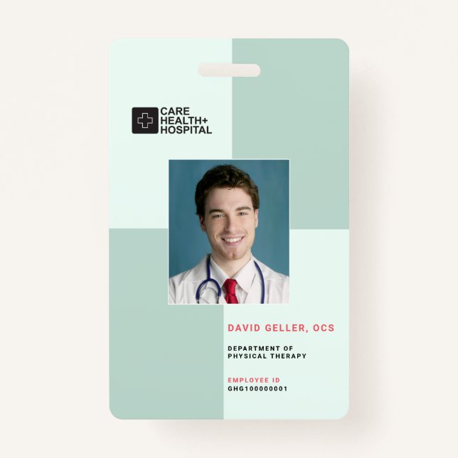 Blocks Medical Staff ID + Barcode | Vertical ID Badge (Front)