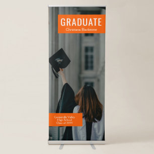 Blocks of Orange Photo Graduation Retractable Banner