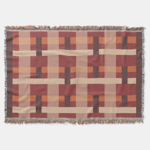 Blocks orange, Brown Throw Blanket