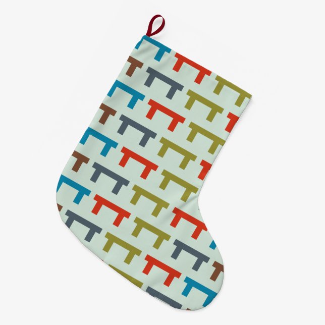 blocks patterned large christmas stocking (Front (Hanging))