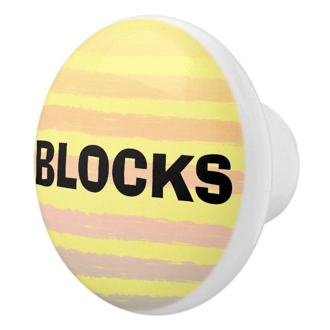 Blocks Yellow Pink Purple Stripes Ceramic Knob (Right)