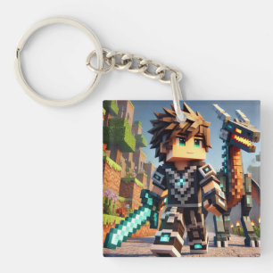Blockstyle Dark Dragon Diamond Sword Key Ring