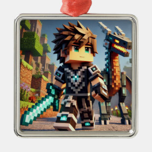 Blockstyle Dark Dragon Diamond Sword  Metal Tree Decoration