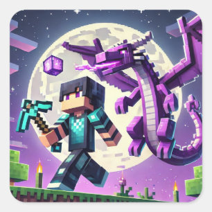Blockstyle Dark Dragon Diamond Sword  Square Sticker