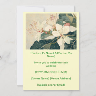 Blockwood American Basswood Flowers Wedding Invitation