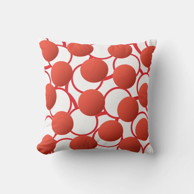 Blod red Circles  Geometrical  pattern  Cushion (Front)