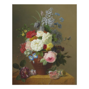 Bloemers Roses and Wildflowers in a Terracotta... Poster
