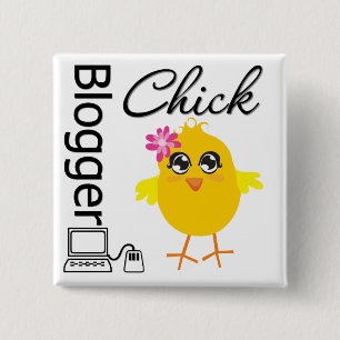 Blogger Chick 15 Cm Square Badge